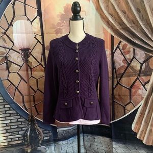 APT 9 Cable Knit Sweater- Purple